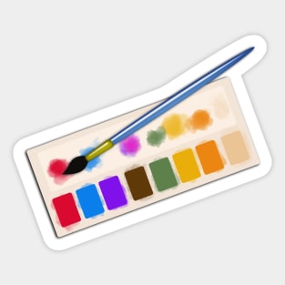 Watercolor Paints Palette | Paint Brush by Cherie(c)2021 Sticker